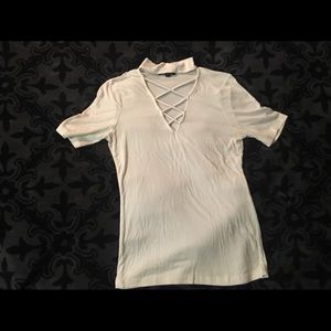 Cute V-Neck Tee with Choker